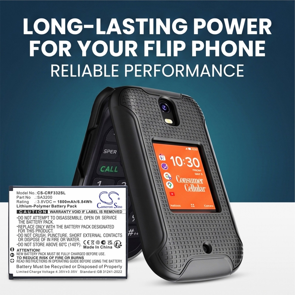 Batteries compatible with Consumer Cellular Iris Flip CS-CRF332SL