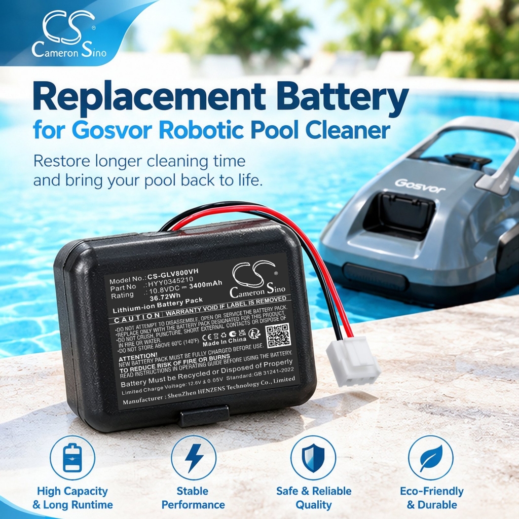 Batteries compatible with Gosvor LiteVac 800 Cordless Robotic Pool Cleaner CS-GLV800VH