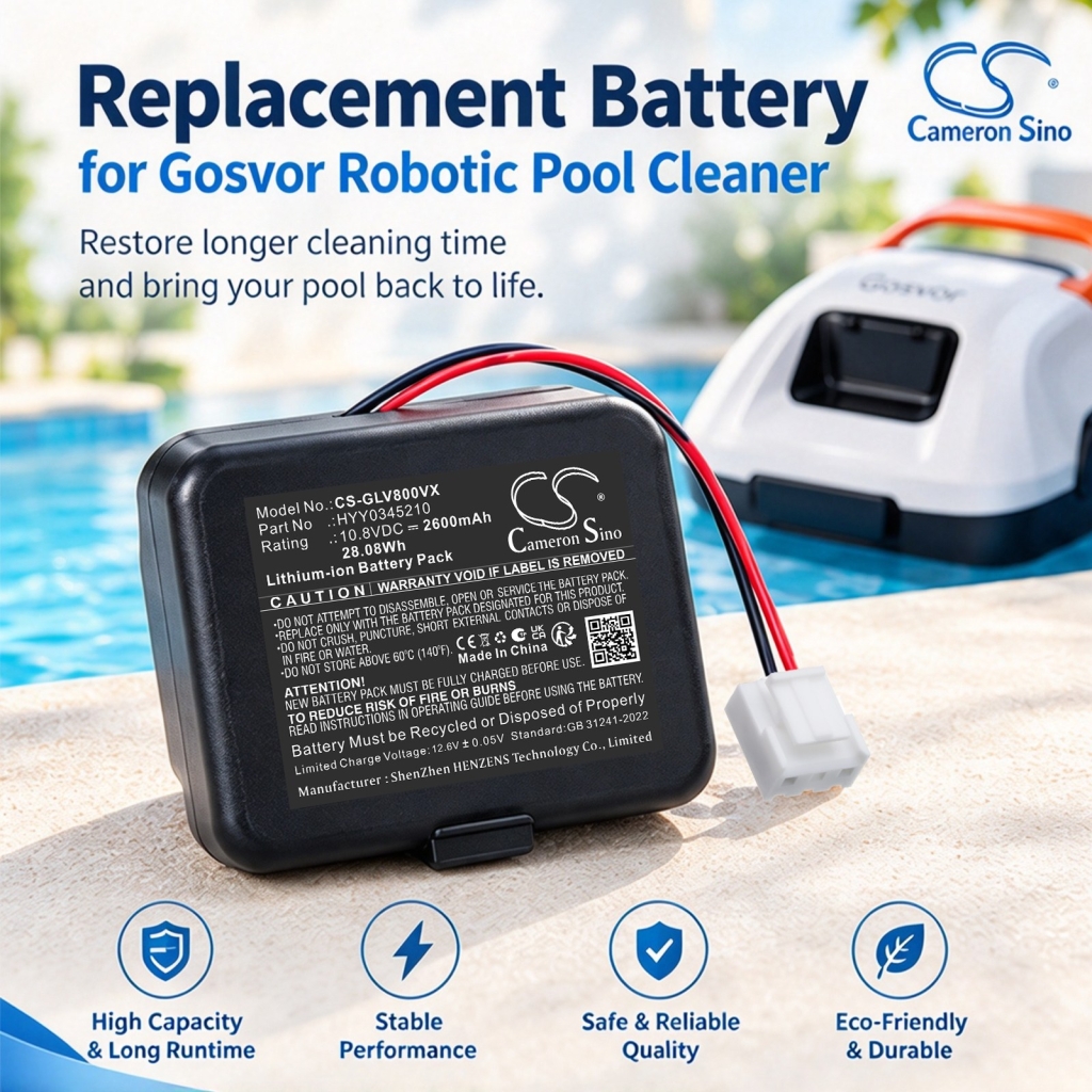 Batteries compatible with Gosvor LiteVac 800 Cordless Robotic Pool Cleaner CS-GLV800VX