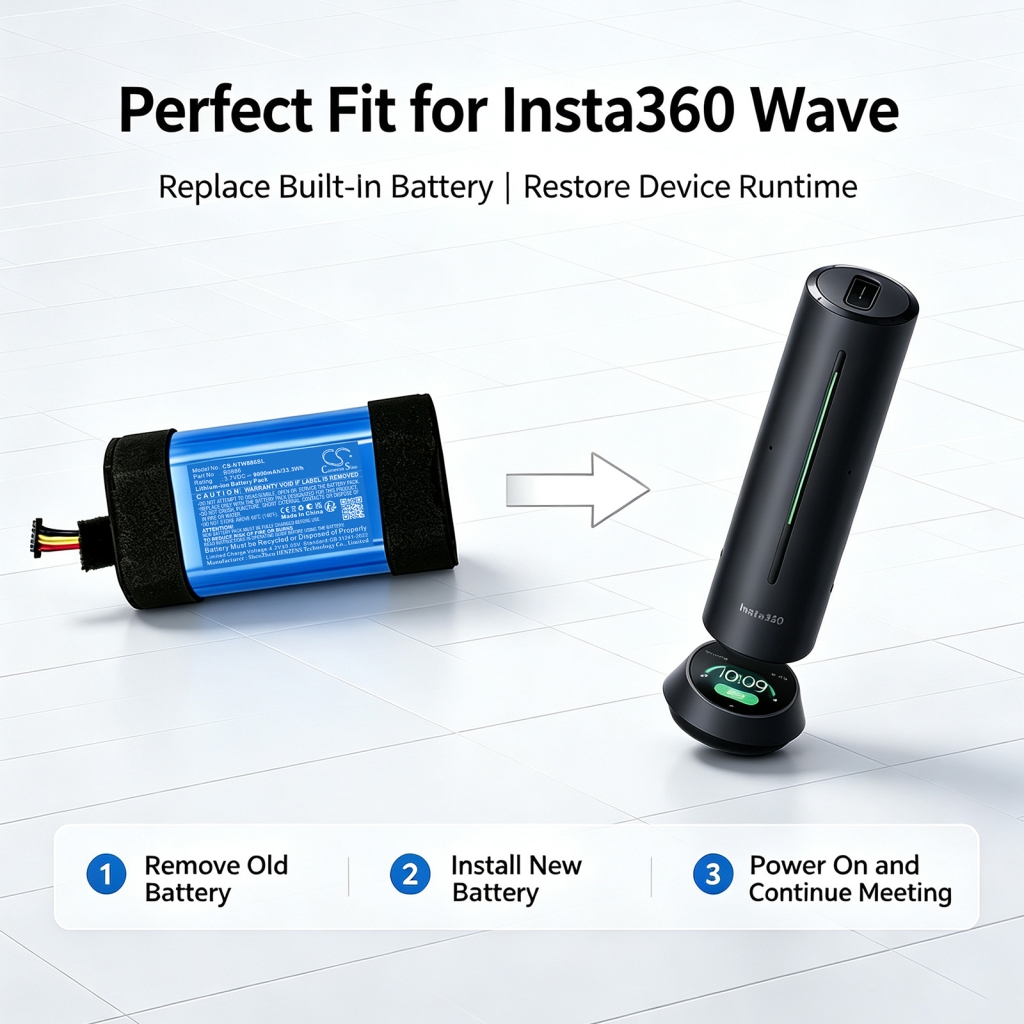 Batteries compatible with Insta360 Wave AI-Powered Speakerphone CS-NTW886SL