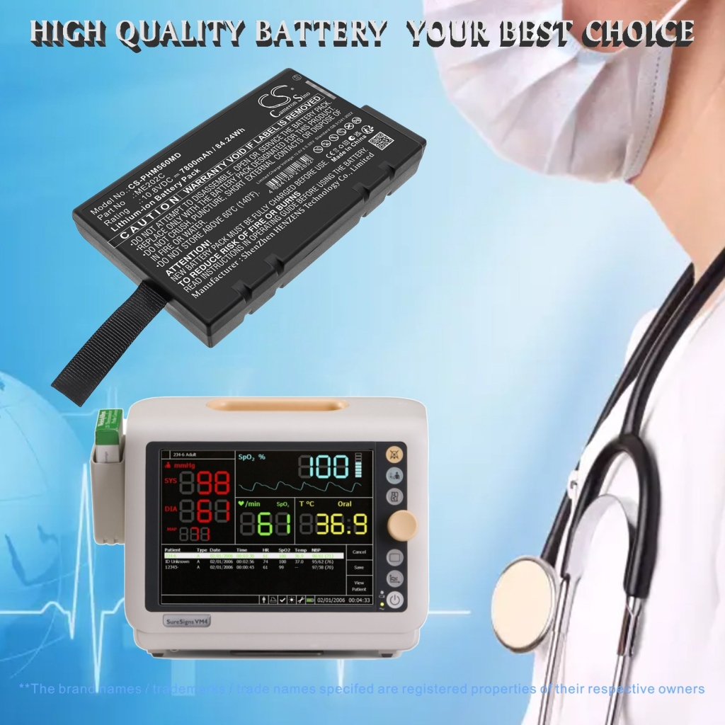 Batteries compatible with Philips Goldway G50 G60 G60E CS-PHM560MD