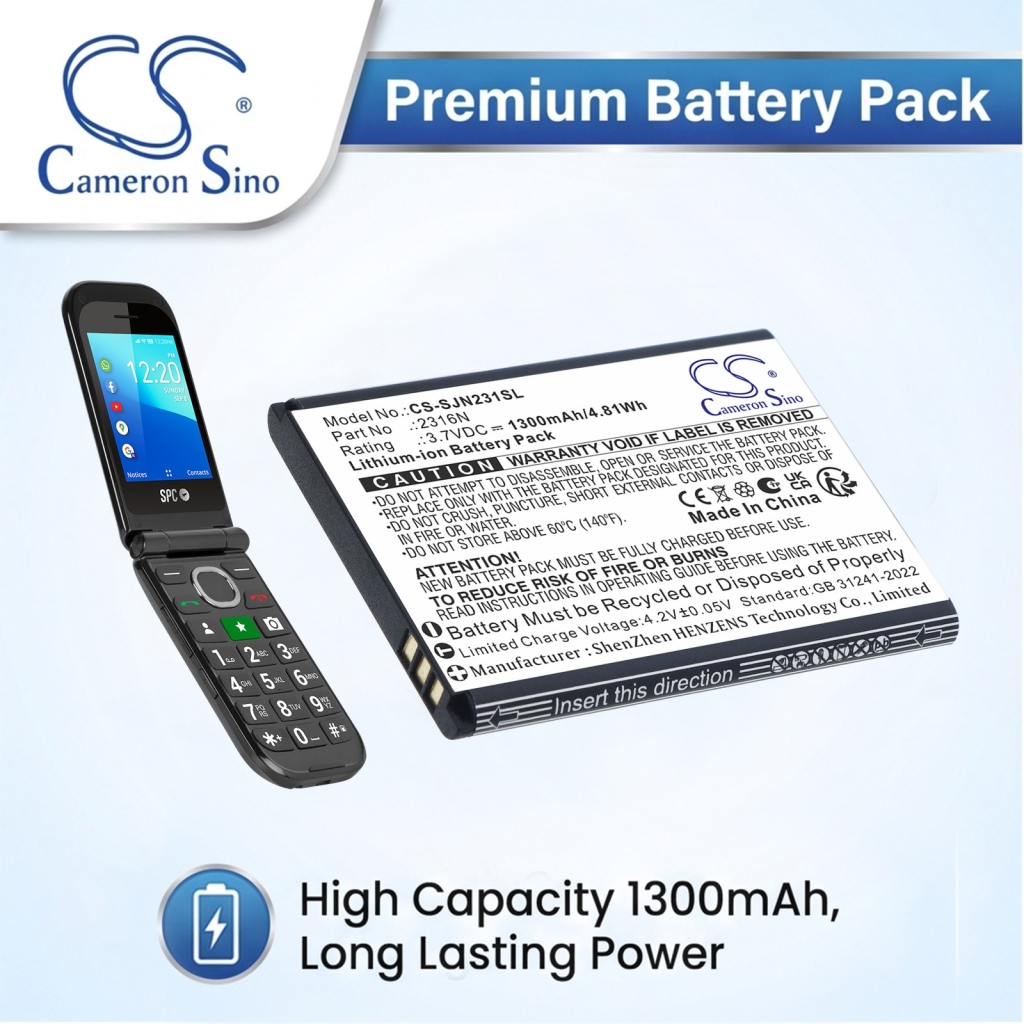 Batteries compatible with SPC Jasper 2 4G 2316N 2327N CS-SJN231SL
