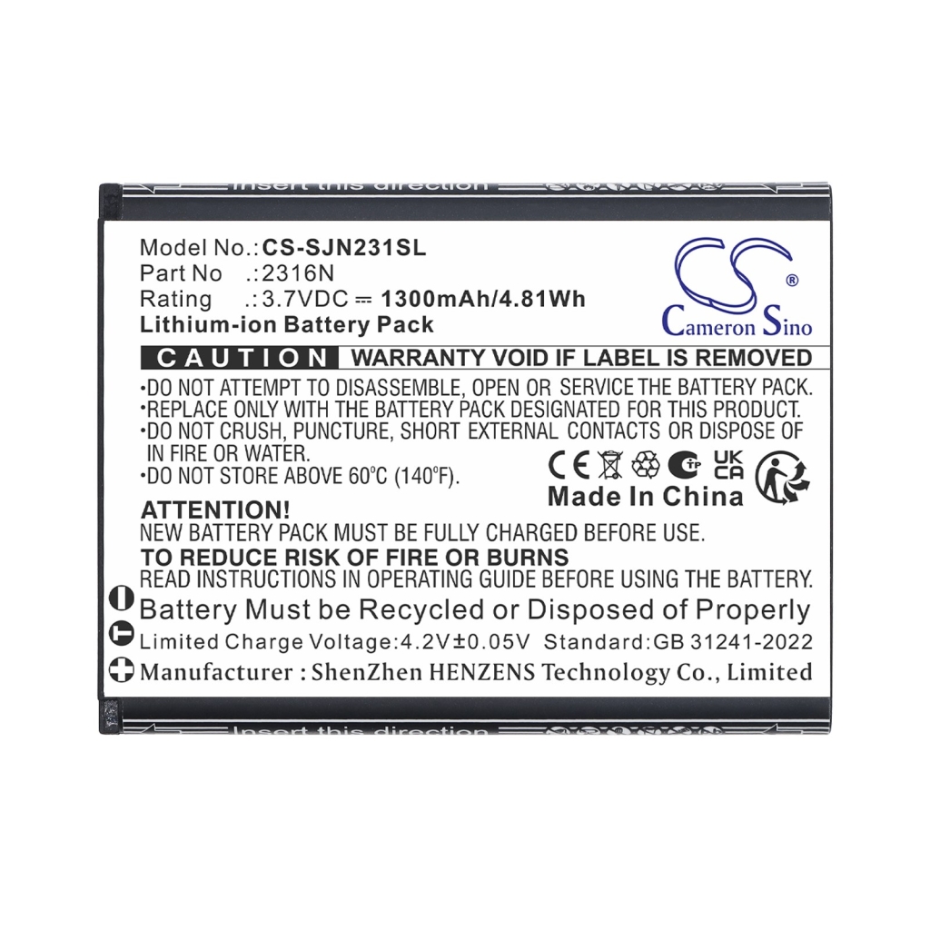 Batteries compatible with SPC Jasper 2 4G 2316N 2327N CS-SJN231SL