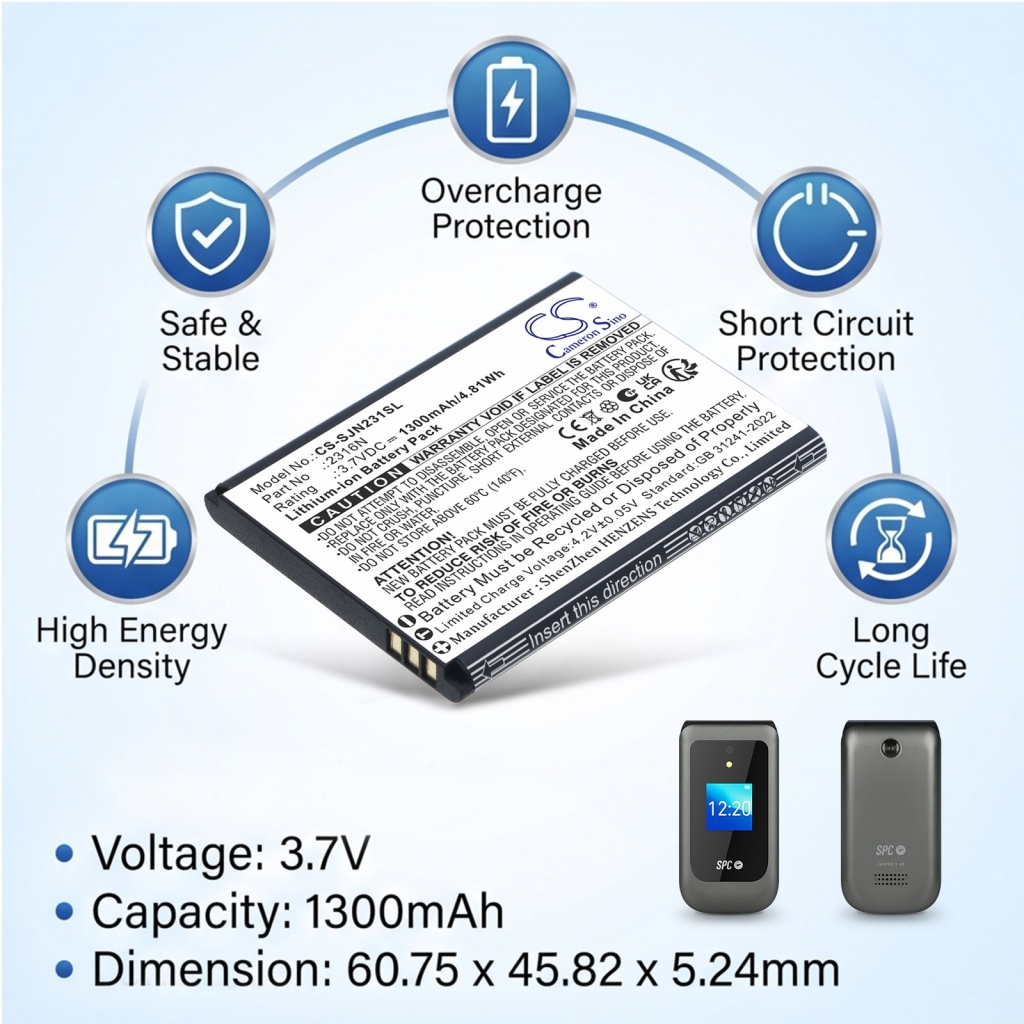 Batteries compatible with SPC Jasper 2 4G 2316N 2327N CS-SJN231SL