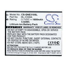 Compatible battery replacement for Fly BL-C008A