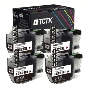 TCTK Ink Cartridges LC-421XL 4-pack Black compatible with Brother DCP-J 1050 DW, for DCP-J 1140 DW, for DCP-J 1800 DW, for MFC-J 1010 DW, replaces LC421XLBK