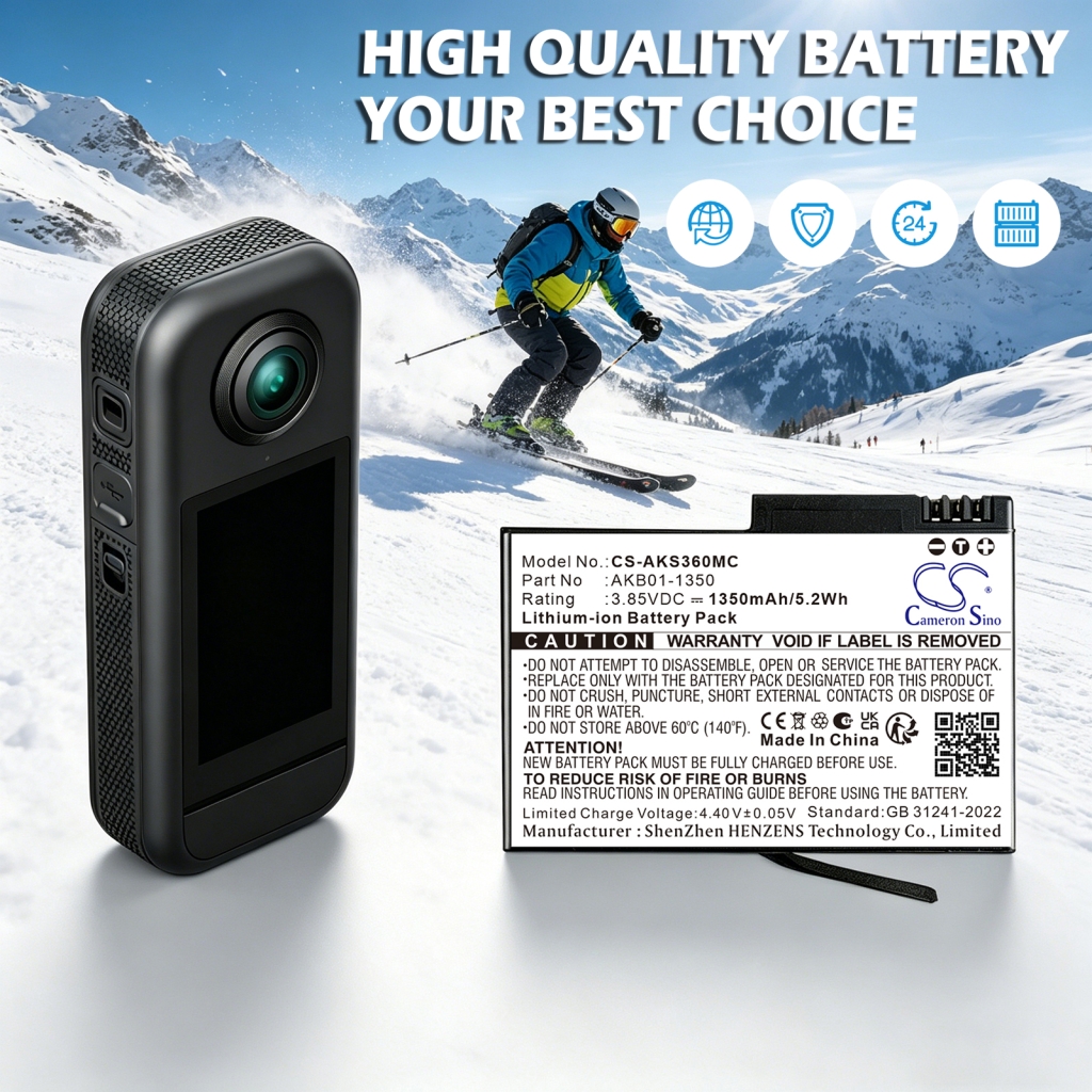Battery Replaces AKASO AKB01-1350