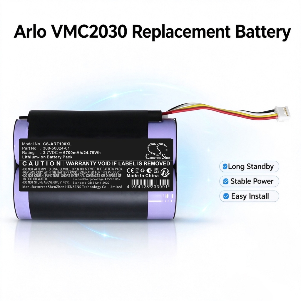 Batteries compatible with Arlo Essential Spotlight Security Camera VMC2030 Spotlight Single Wireless Camera VMC2030B Wireless Surveillance Camera CS-ART100XL