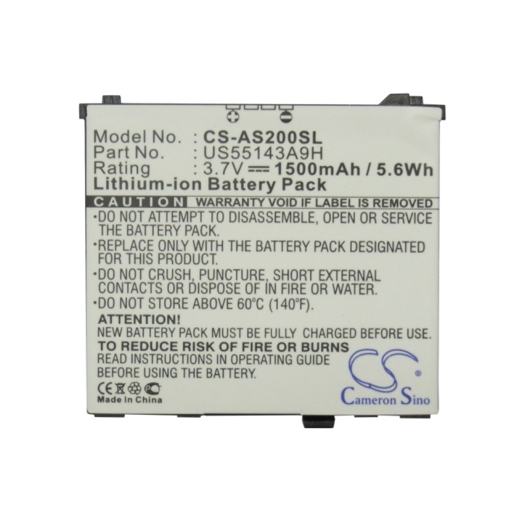 Label close-up CS-AS200SL 3.7V 1500mAh
