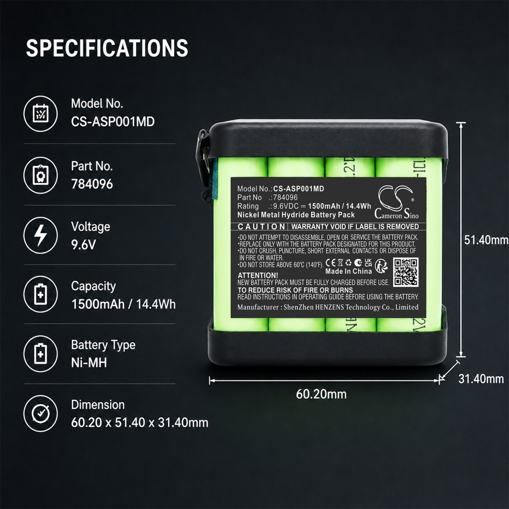 Battery compatible with Ascor CS-ASP001MD