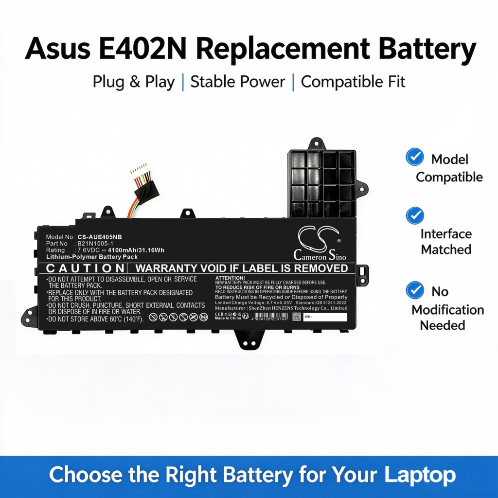 Batteries compatible with Asus VivoBook E14 E402WA E14 E402WA-GA001T E14 E402WA-GA002T CS-AUE405NB