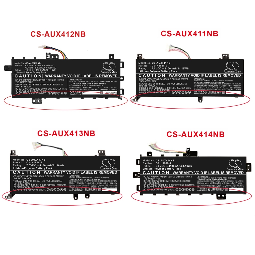 Batteries compatible with Asus VivoBook 15 X509FA-EJ561TS 15 X509FAEJ216T 15 X509FAEJ561TS CS-AUX414NB