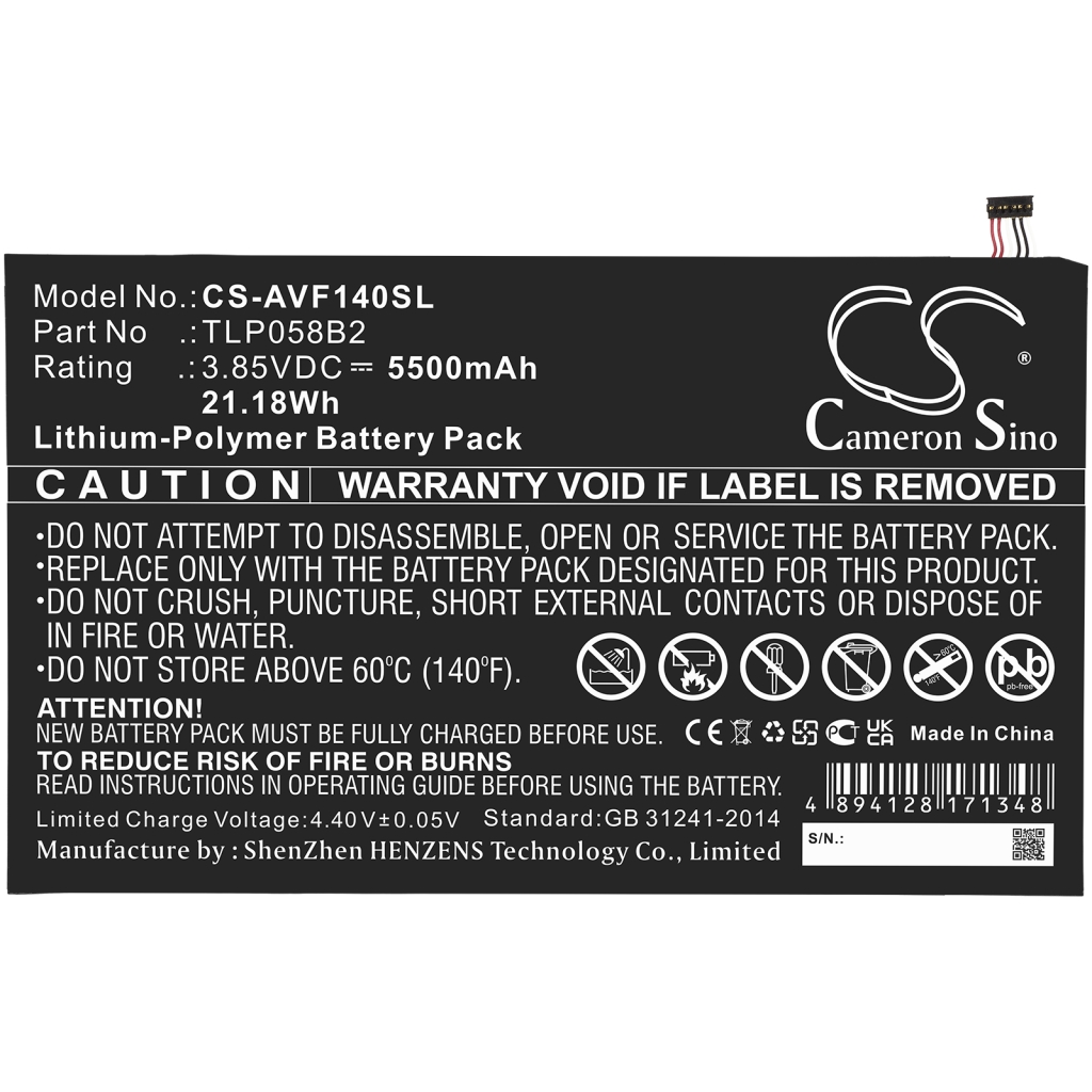 Compatible battery replacement for Vodafone TLP058B2