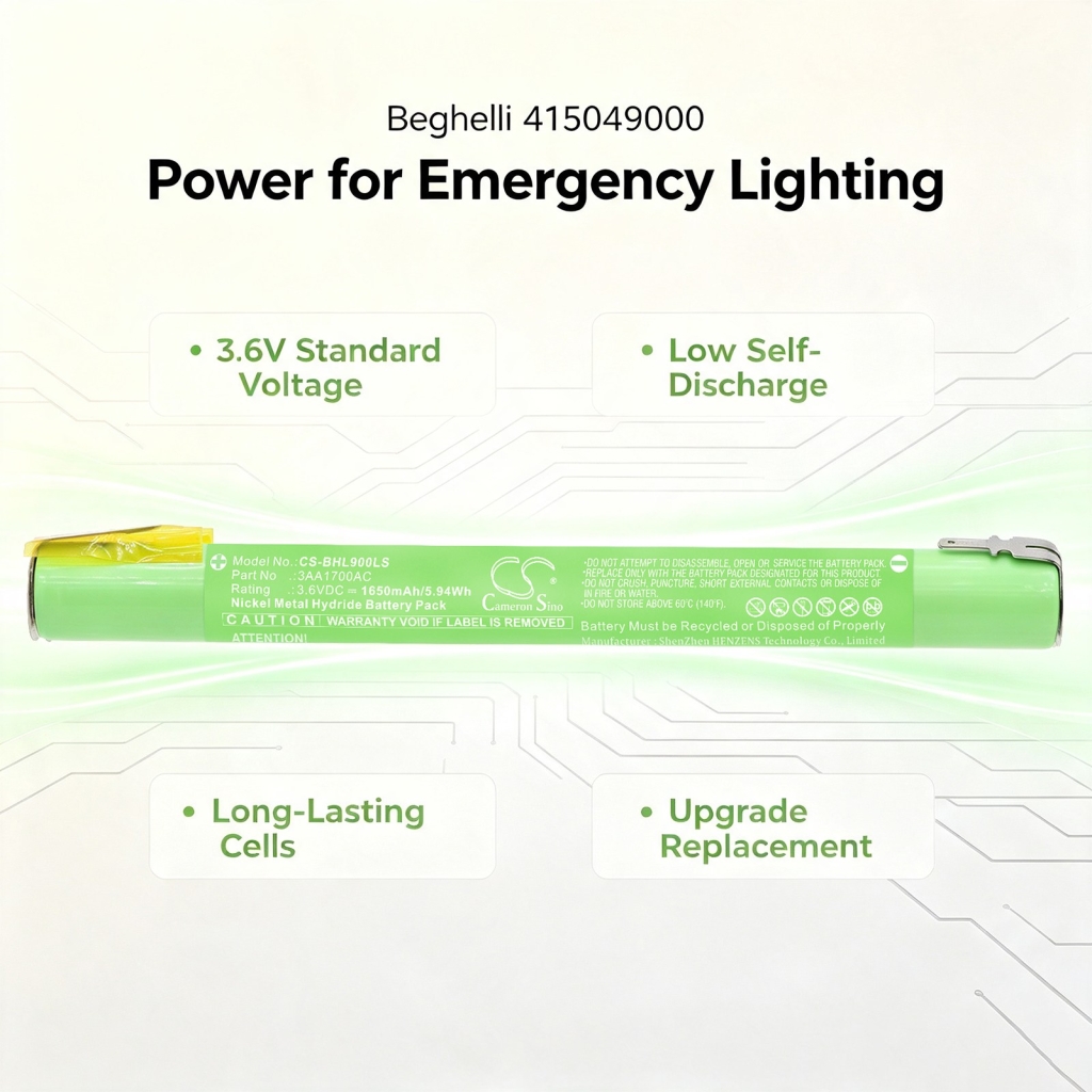 Battery Replaces Beghelli 3AA1700AC