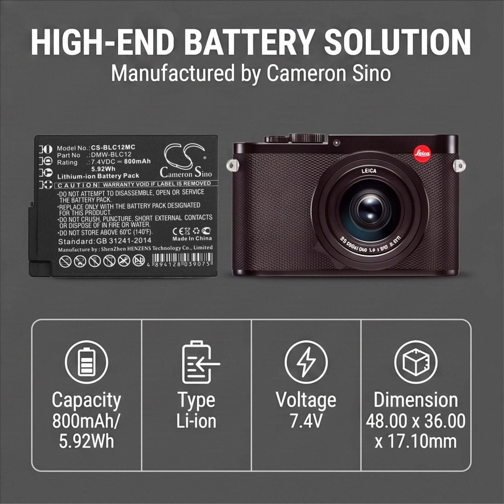 Battery Replaces Leica BP-DC12