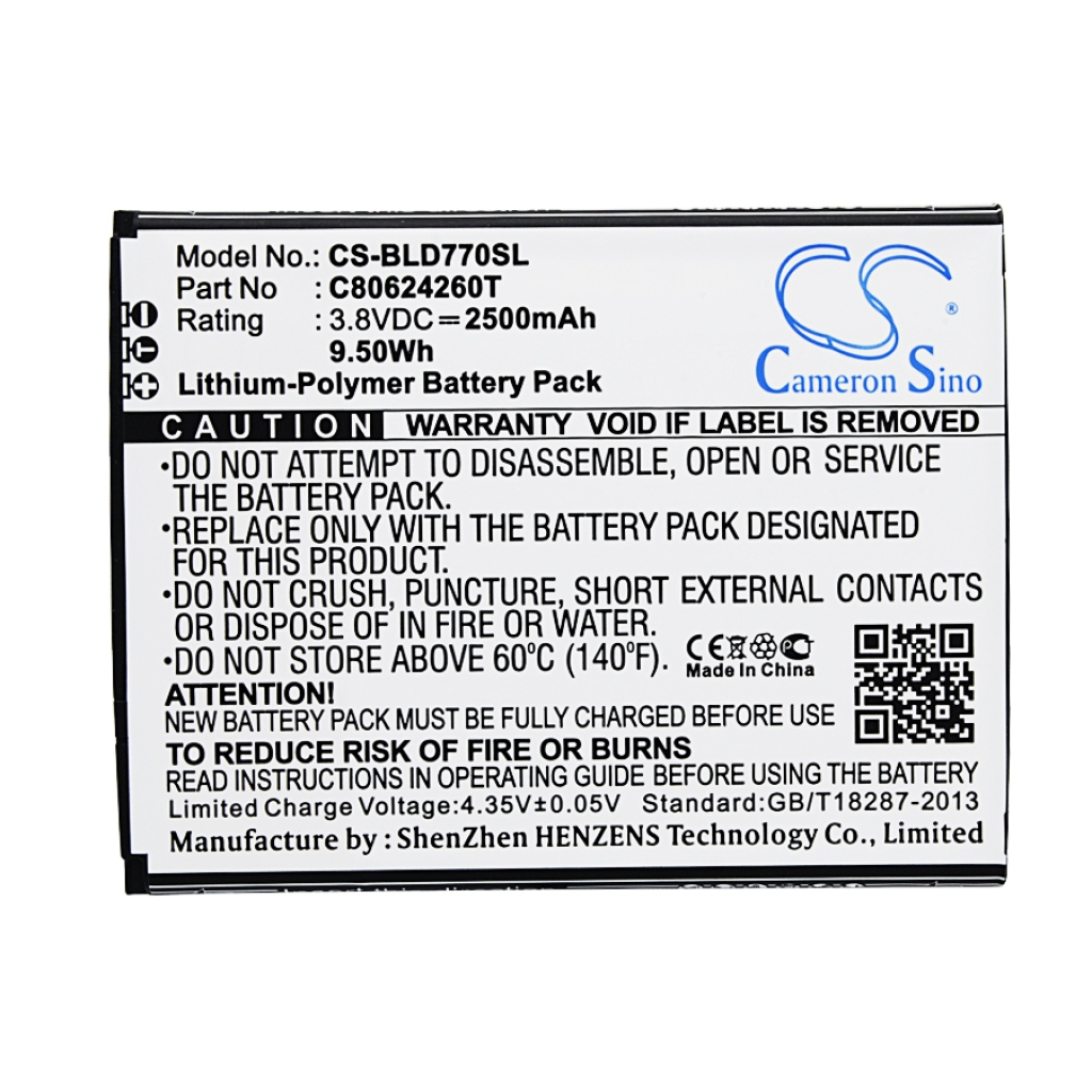 Compatible battery replacement for BLU C80624260T