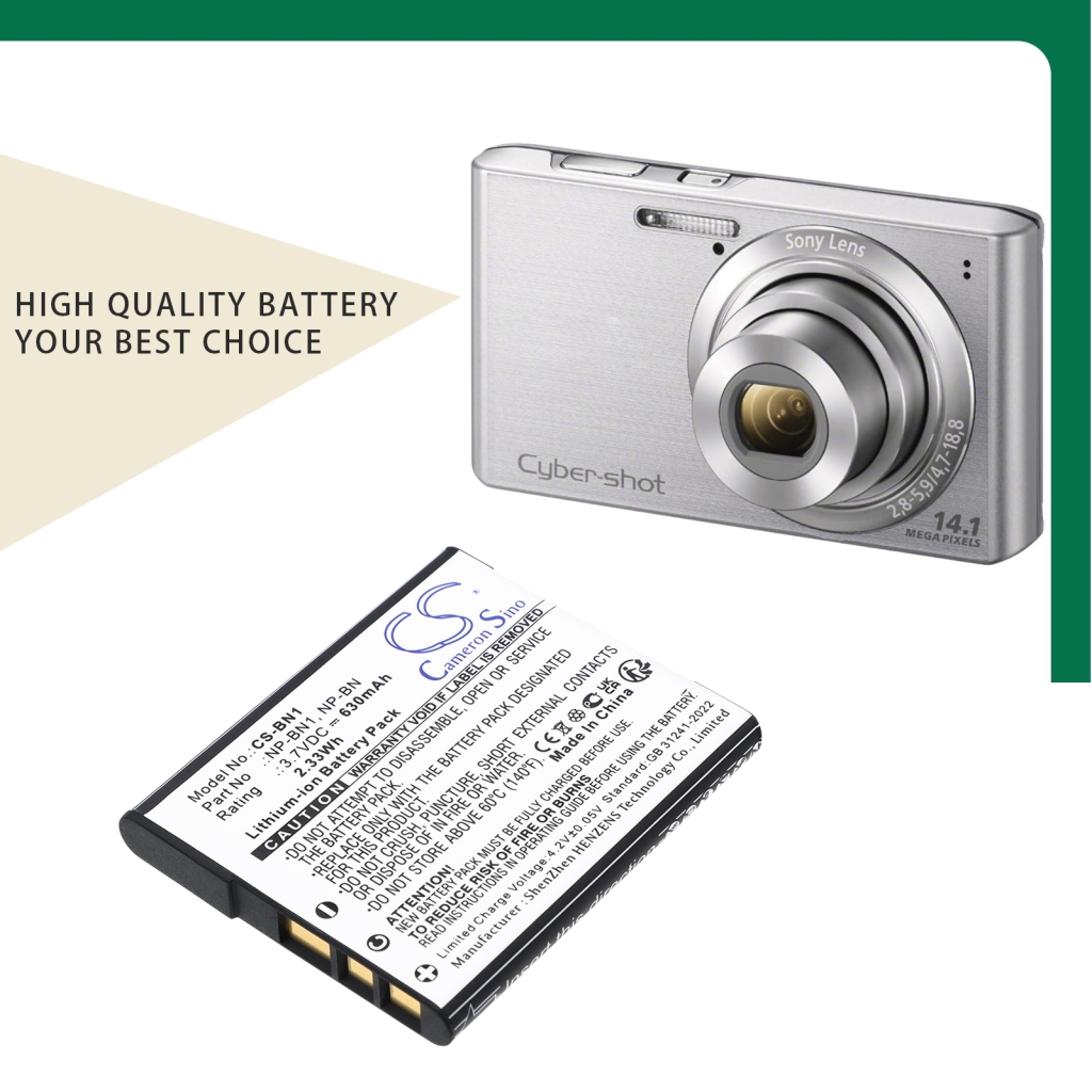 Battery Replaces Sony NP-BN