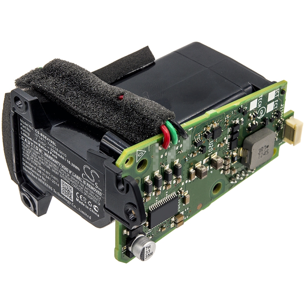 Assembled battery pack with exposed PCB, plastic bracket, foam wrap, 7.4V 2200mAh