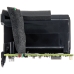Side profile of assembled battery pack in bracket, PCB along bottom