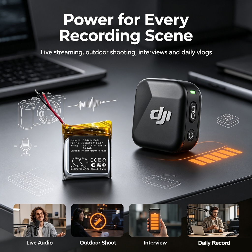 Batteries compatible with DJI Mic Mini CS-DJM200SL