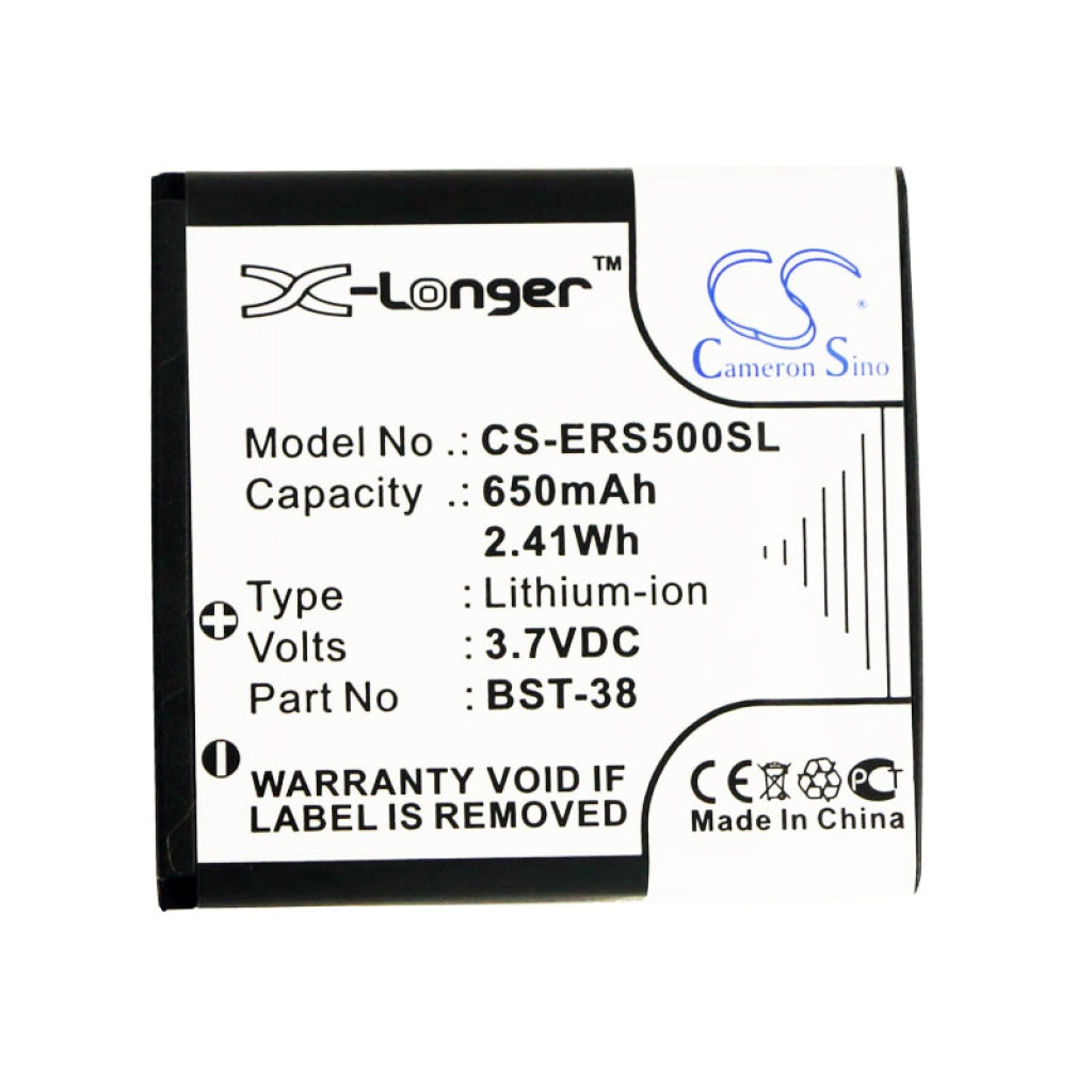 Battery compatible with Sony Ericsson CS-ERS500SL