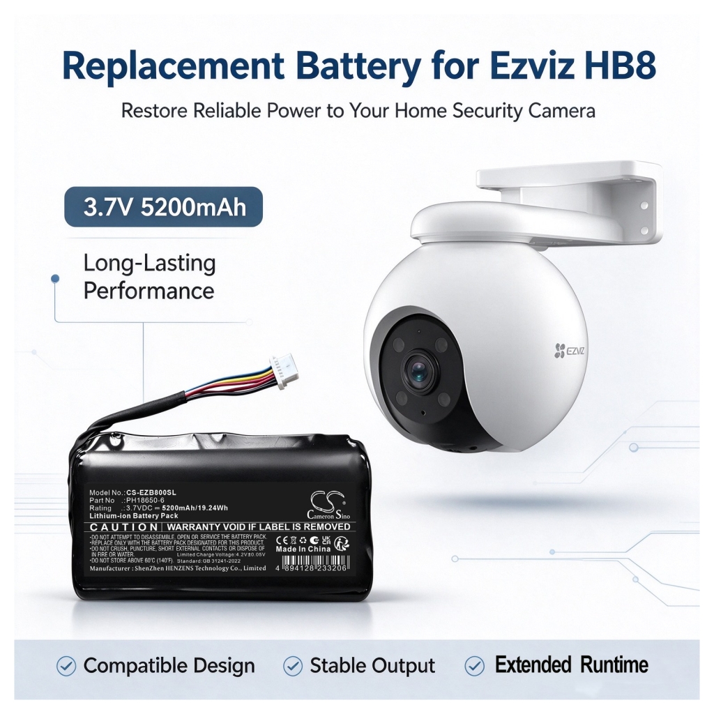Batteries compatible with Ezviz EP3X EP3X CS-EZB800SL