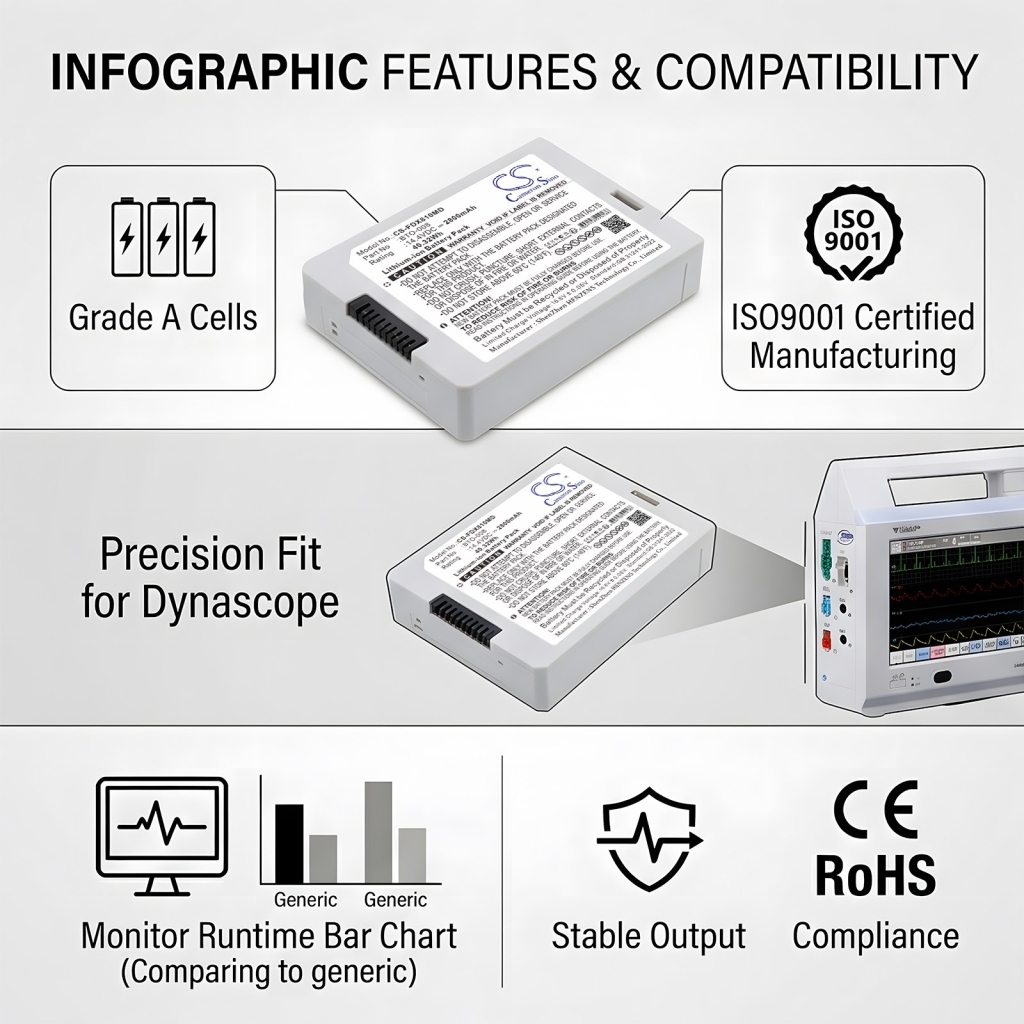 Battery compatible with Fukuda denshi CS-FDX810MD