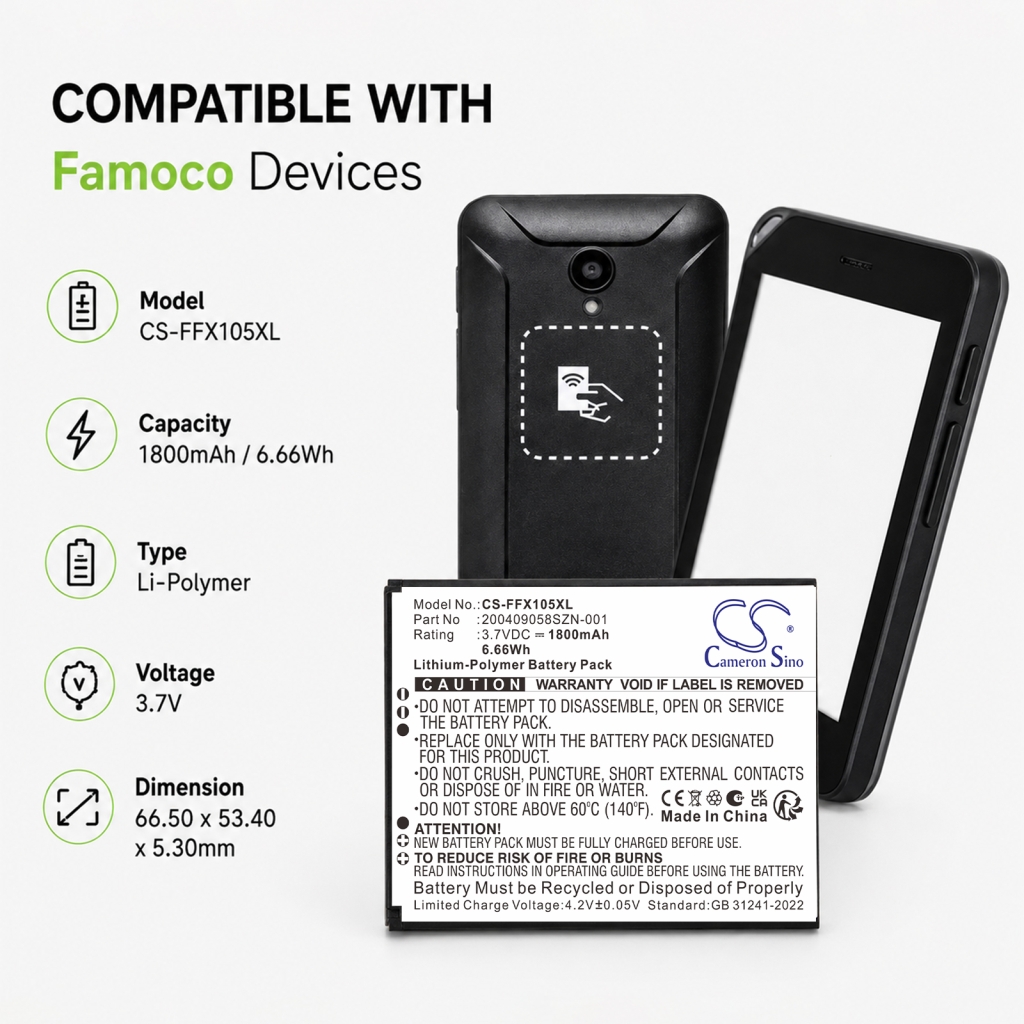 Battery compatible with Famoco CS-FFX105XL
