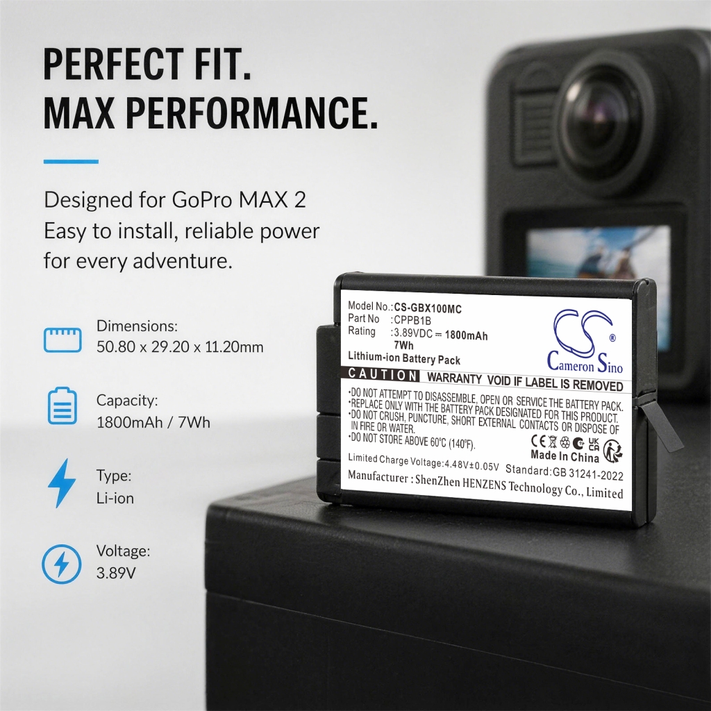 Battery Replaces GoPro CPPB1B