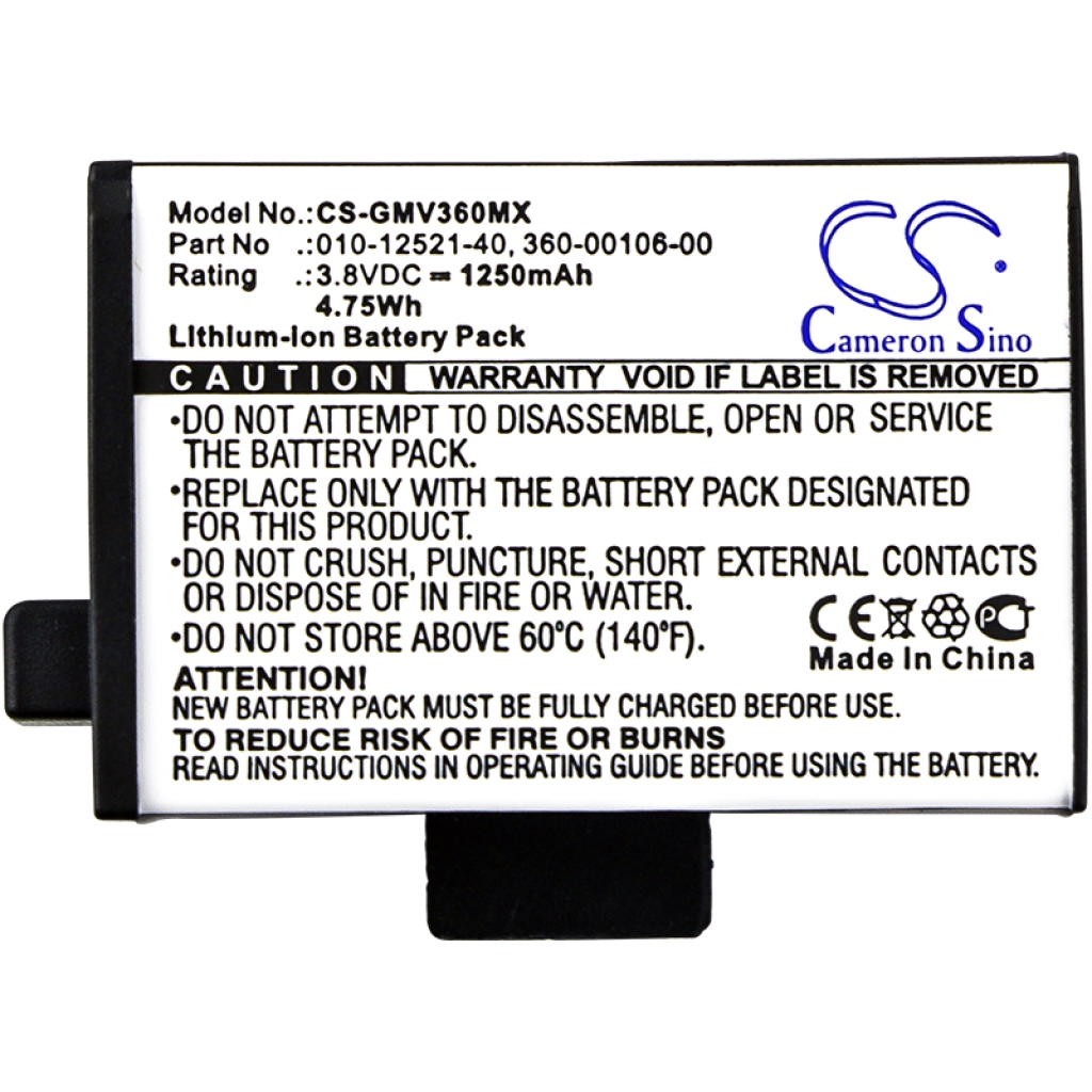 Front label flat view CS-GMV360MX 3.8V 1250mAh Cameron Sino camera battery