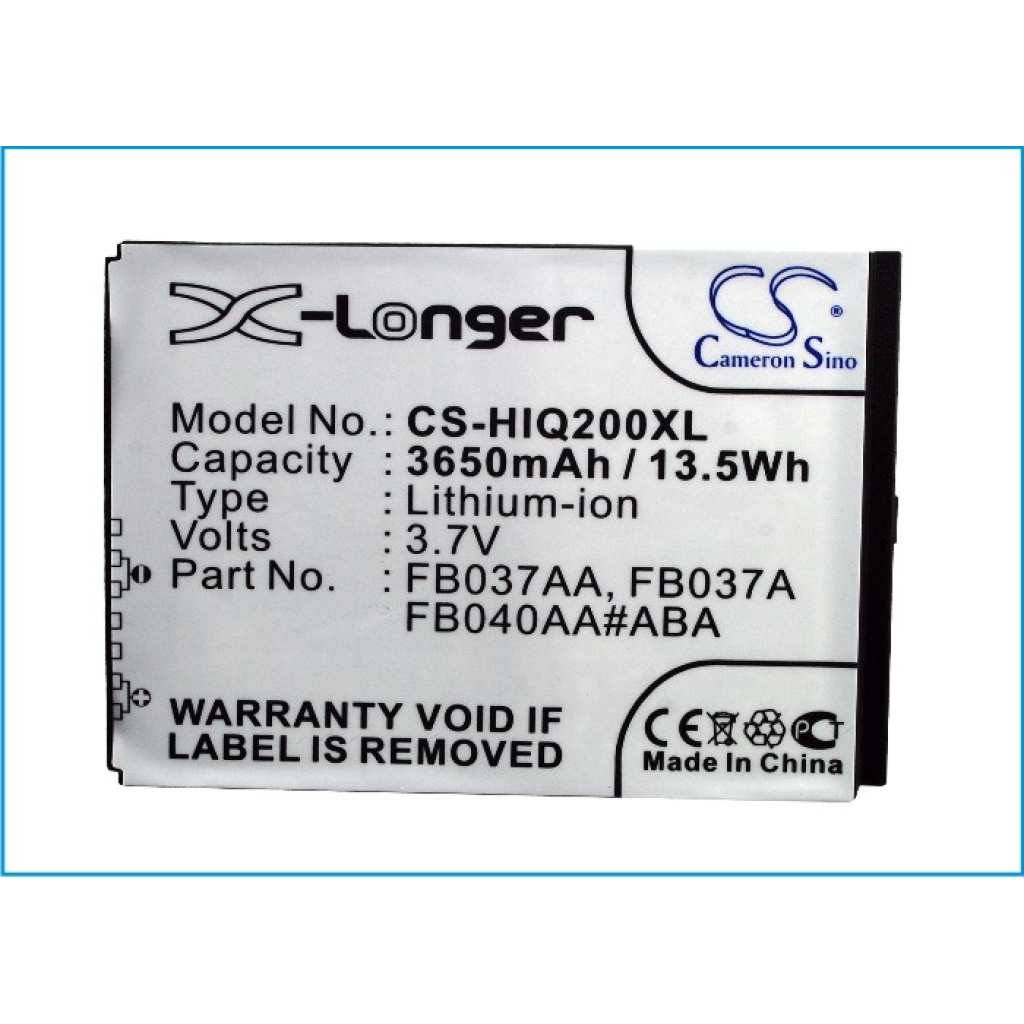 Battery compatible with HP CS-HIQ200XL