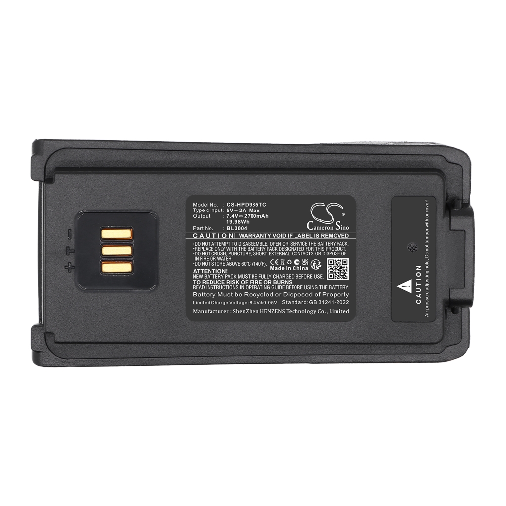 Battery compatible with Hytera CS-HPD985TC