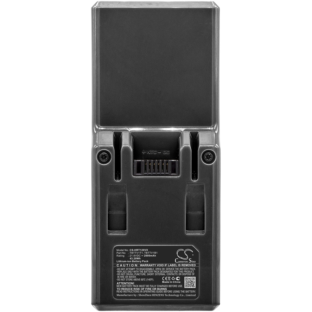 Bottom contacts of CS-HRT120VX, label 21.6V 43.20Wh