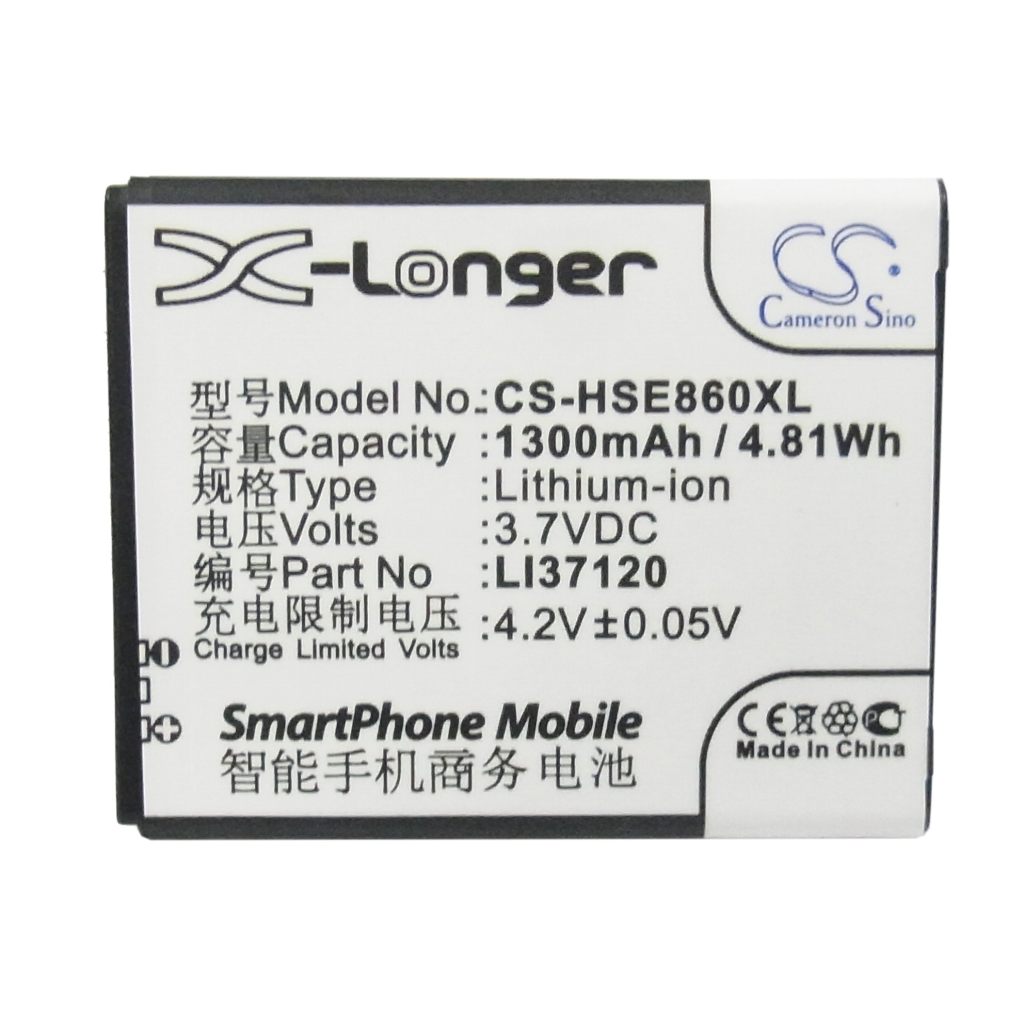 X-Longer / Cameron Sino CS-HSE860XL 3.7V 1300mAh – straight-on label view