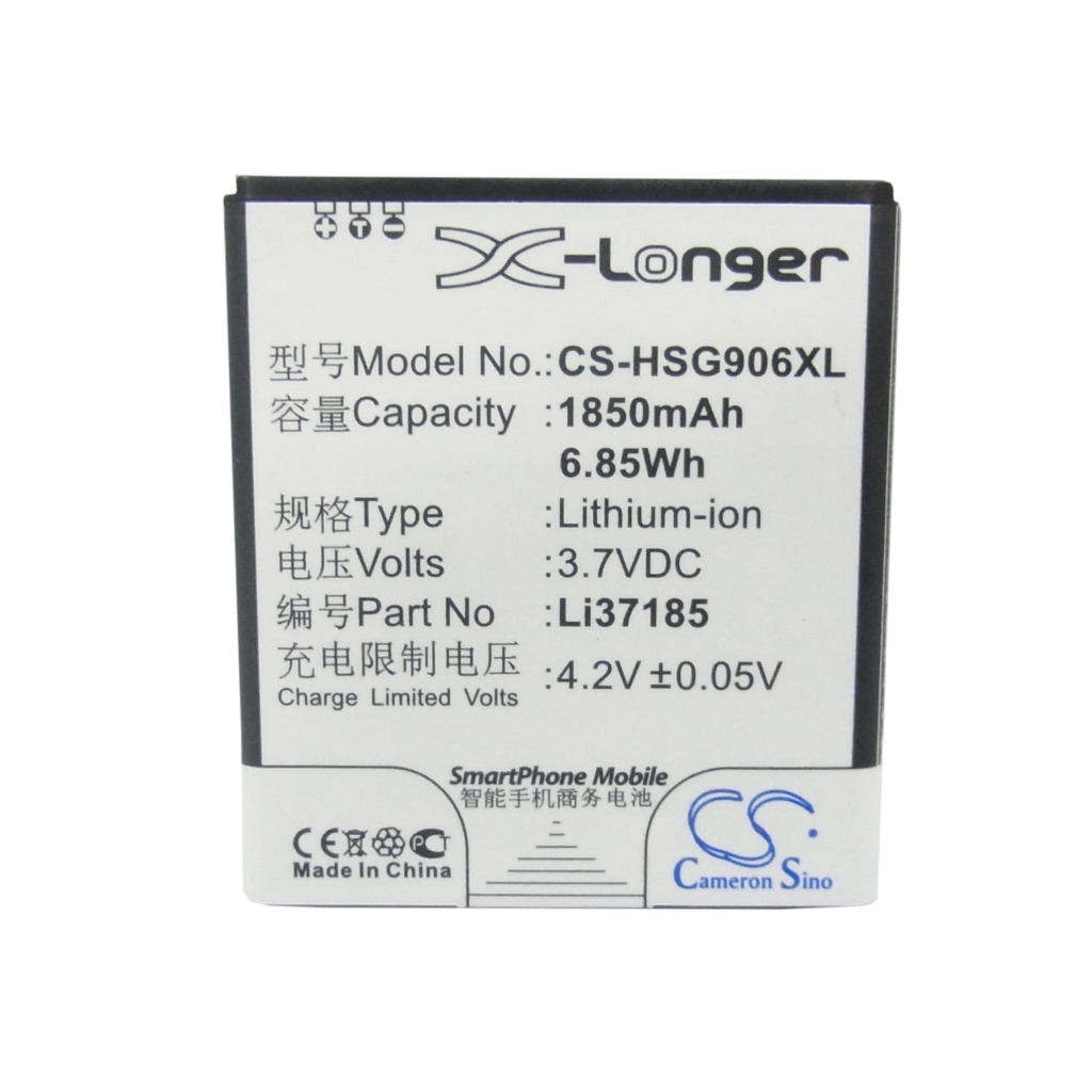 X-Longer / Cameron Sino CS-HSG906XL 3.7V 1850mAh – straight-on label view
