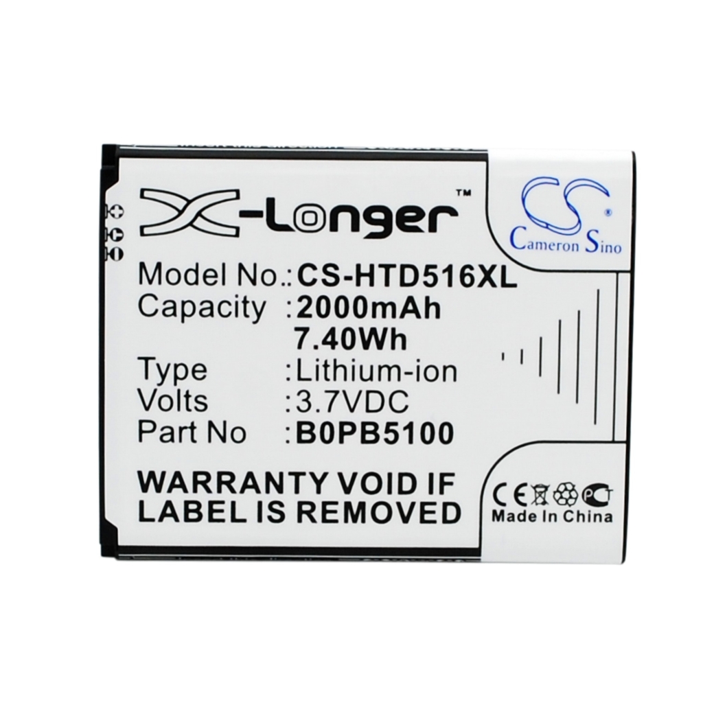 Battery compatible with HTC CS-HTD516XL
