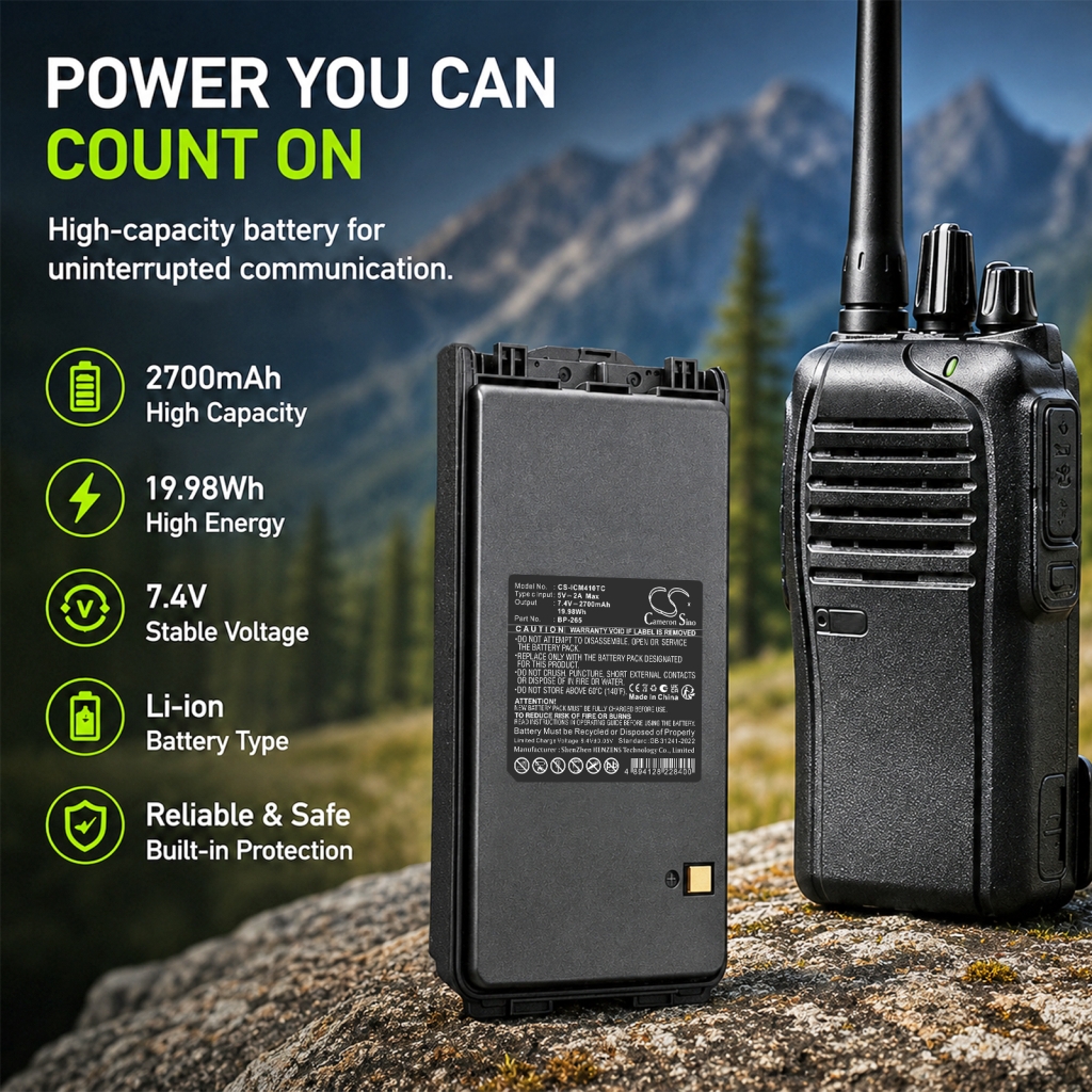 Battery compatible with Icom CS-ICM410TC