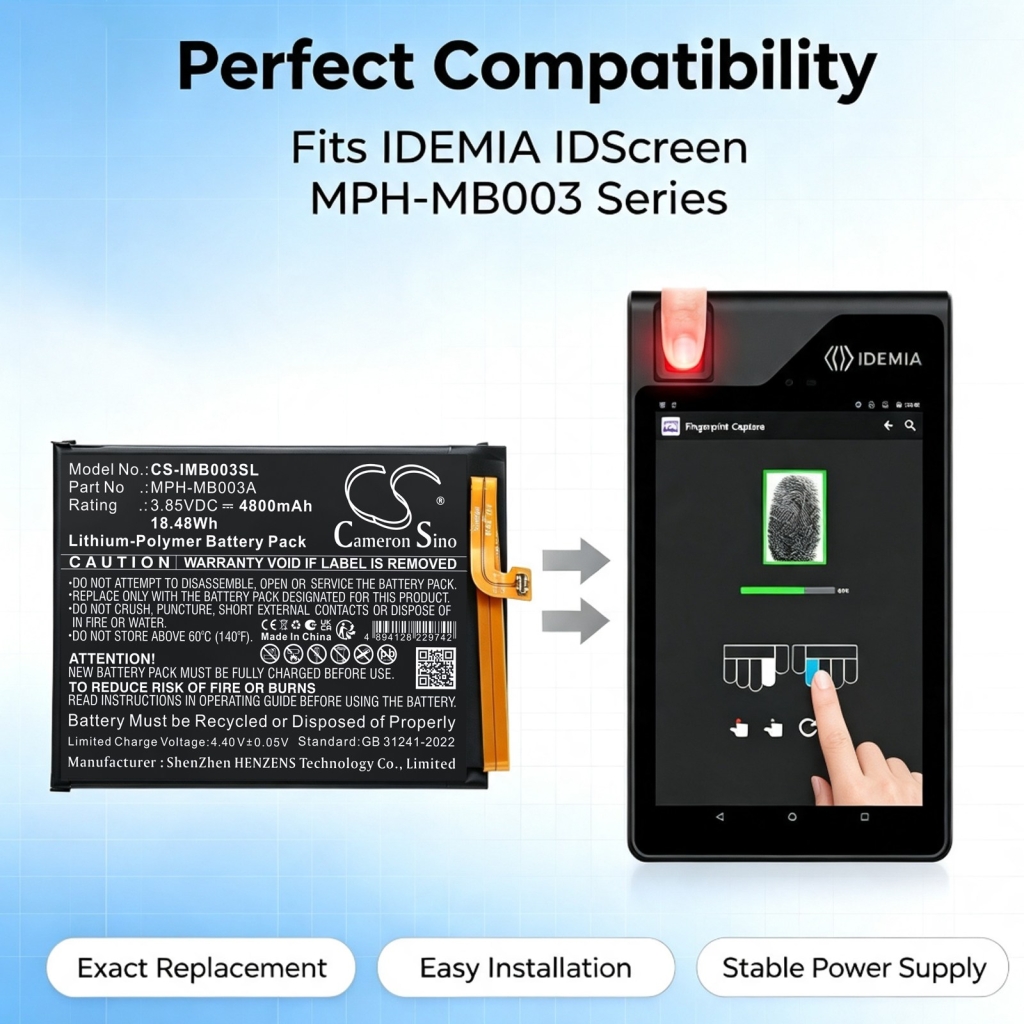 Battery compatible with Idemia CS-IMB003SL