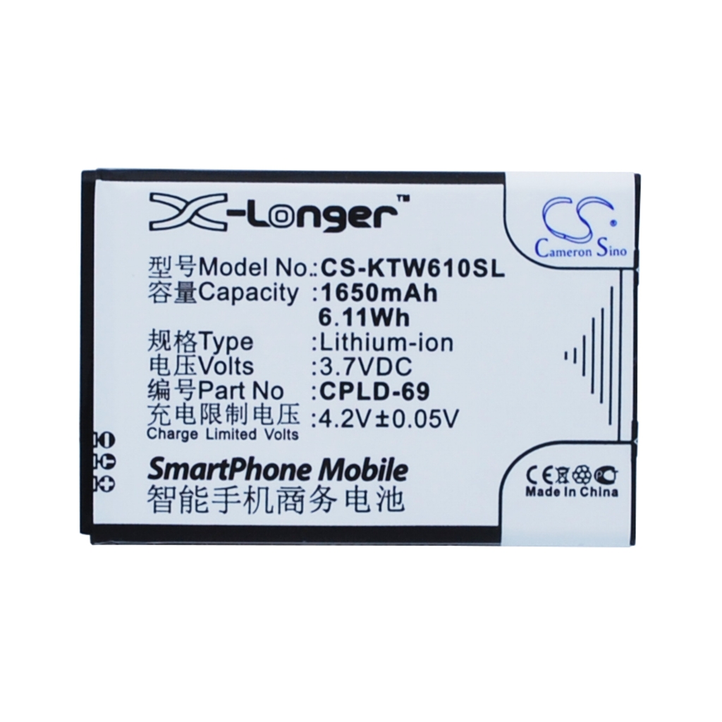 Battery compatible with Coolpad K-Touch CS-KTW610SL