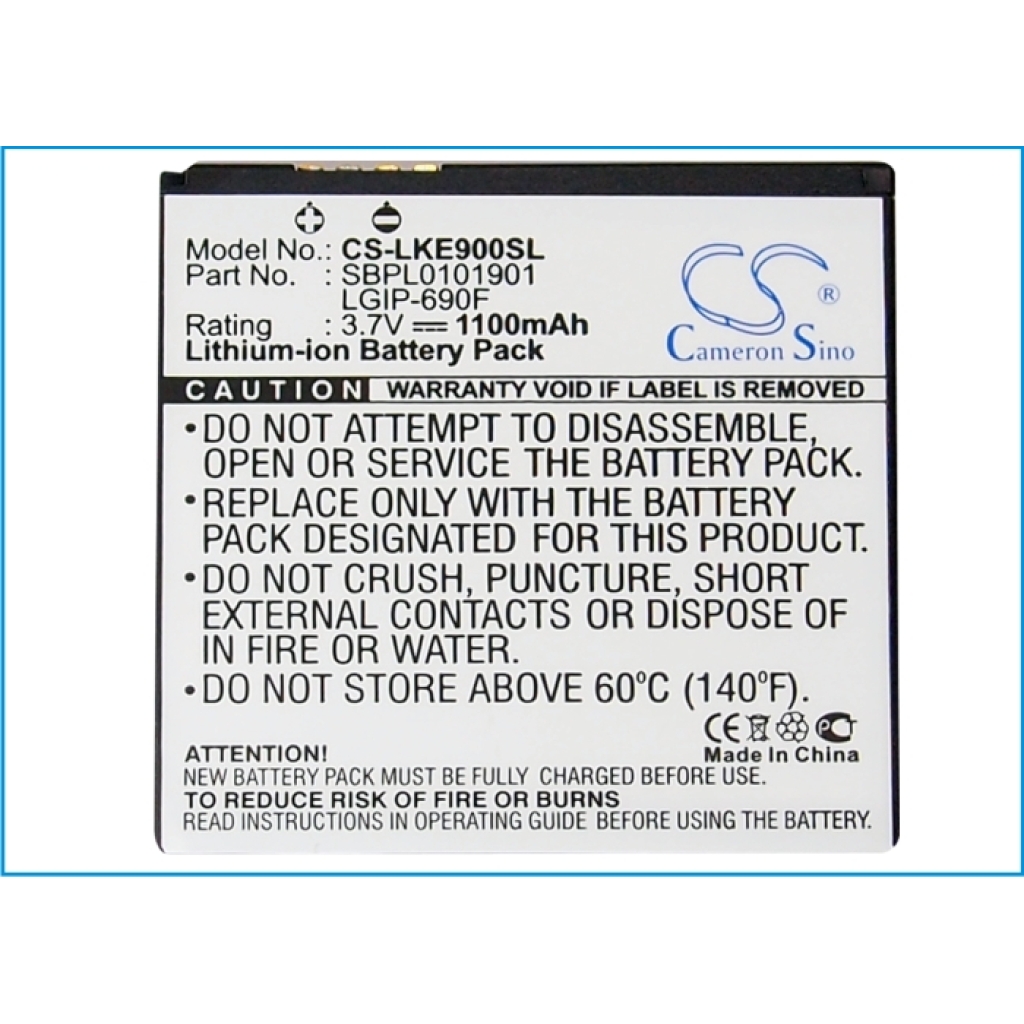 Battery compatible with LG CS-LKE900SL