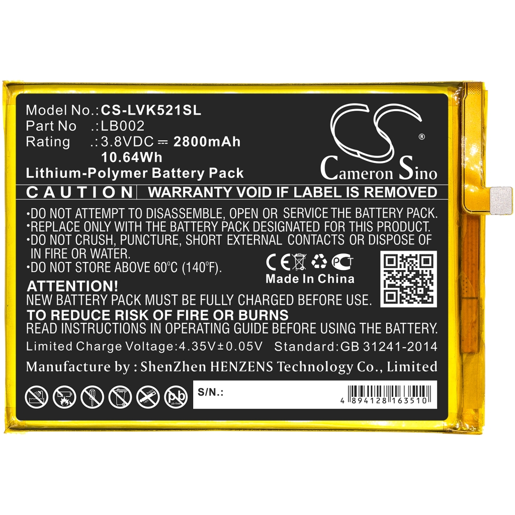 Compatible battery replacement for LENOVO LB002