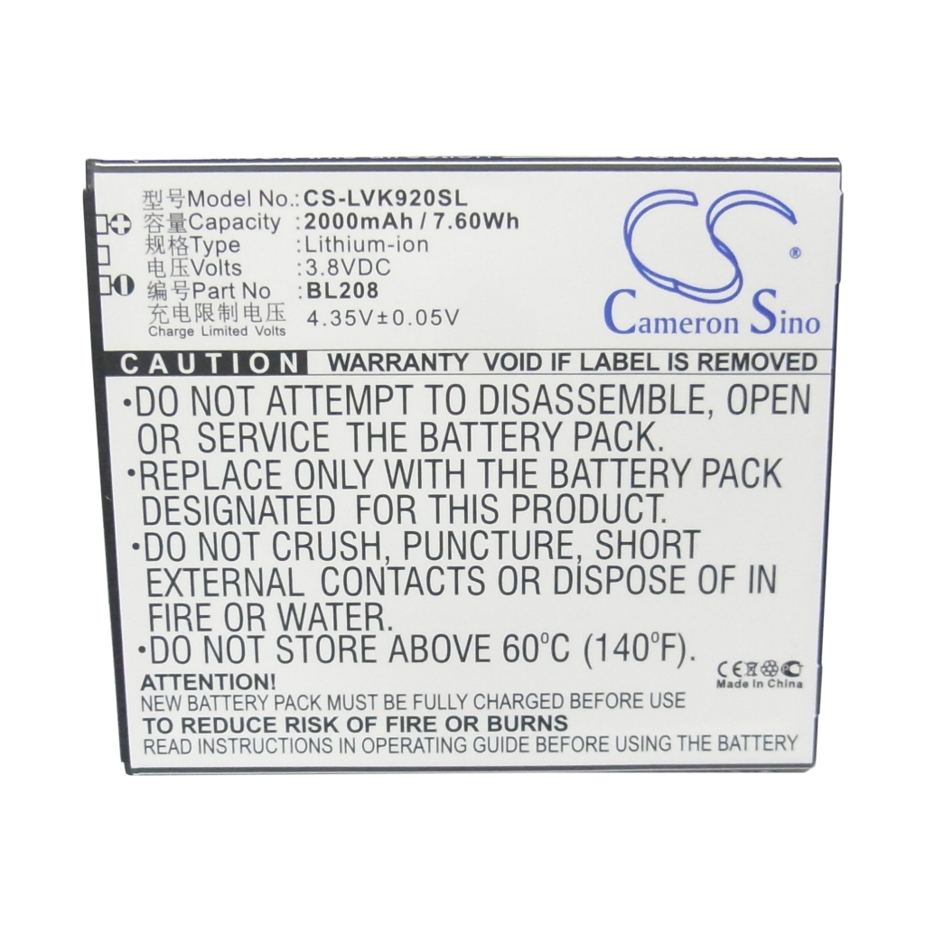 Compatible battery replacement for LENOVO BL208