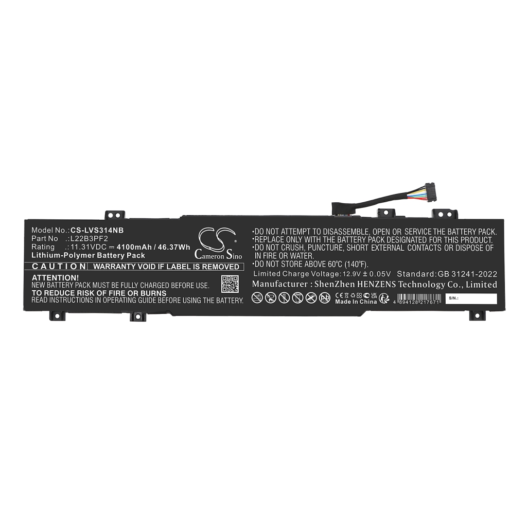 Compatible battery replacement for LENOVO 5B11K09313,5B11K09314,5B11K09317,L22B3PF2,L22C3PF2...