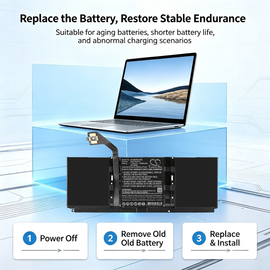 Batteries compatible with Microsoft Surface Laptop 3 15 Laptop 3 15-Inch 1872 Laptop 3 15-Inch 1873 CS-MCR315SL