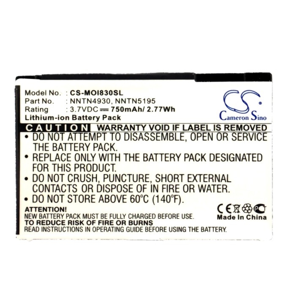 Battery compatible with Motorola CS-MOI830SL