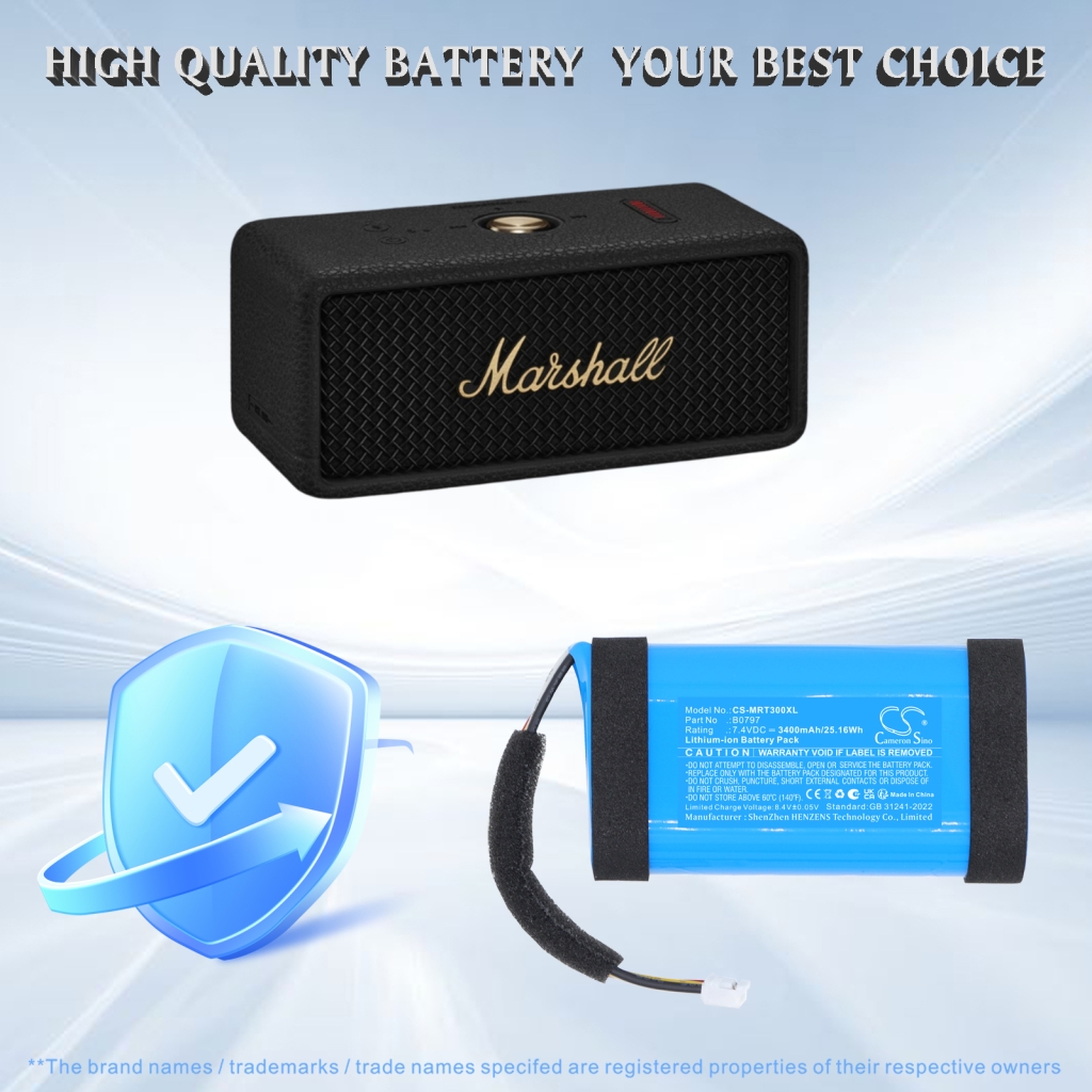 Battery compatible with Marshall CS-MRT300XL
