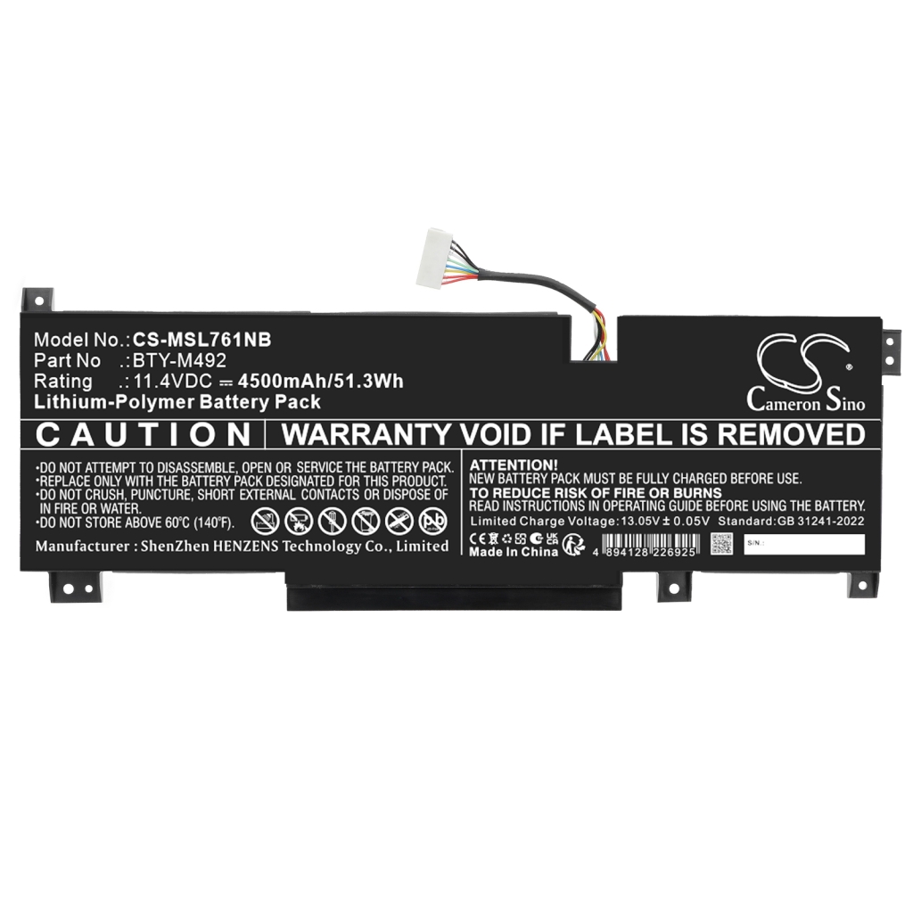 Battery for MSI Pulse GL76 11UEK-080XRU