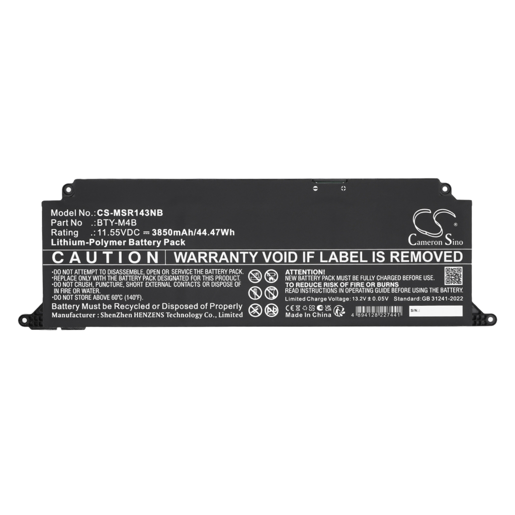 Battery compatible with MSI CS-MSR143NB
