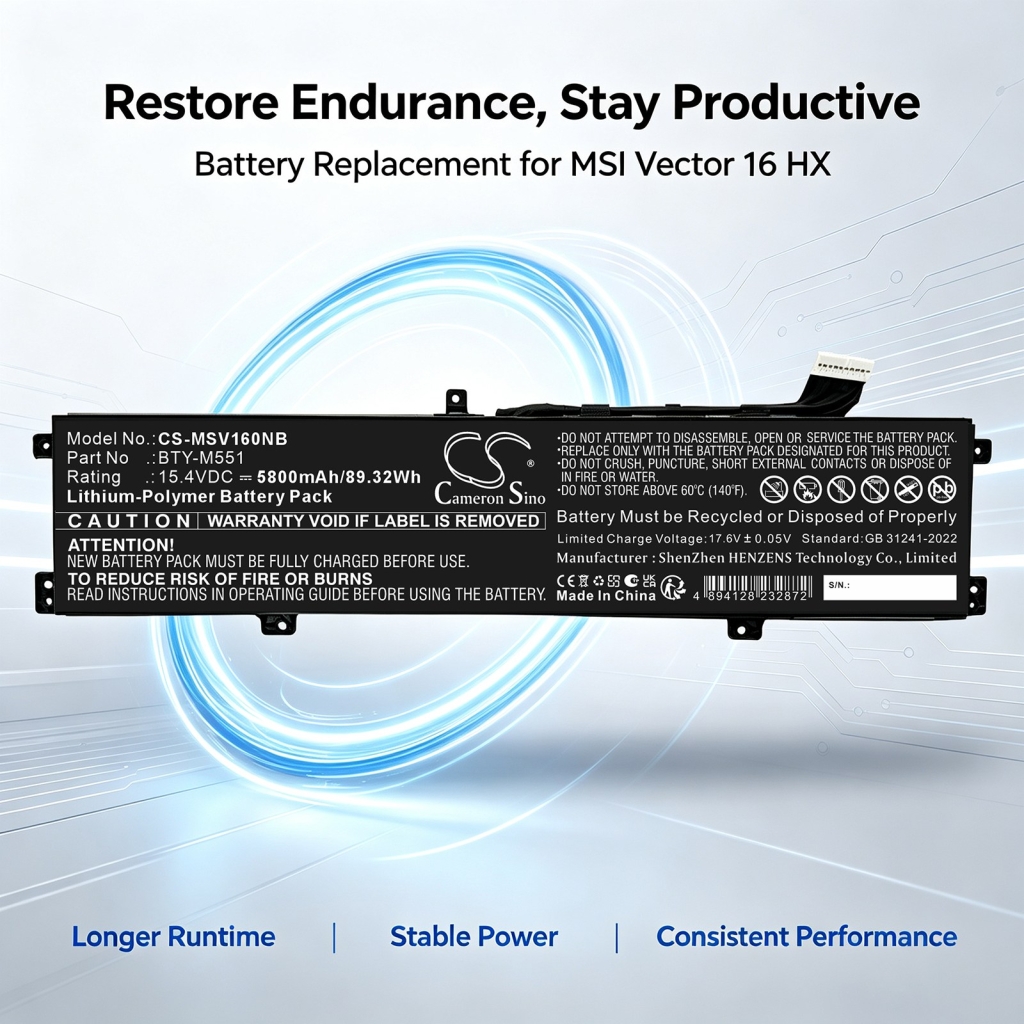 Battery for MSI Vector 16 HX A13V