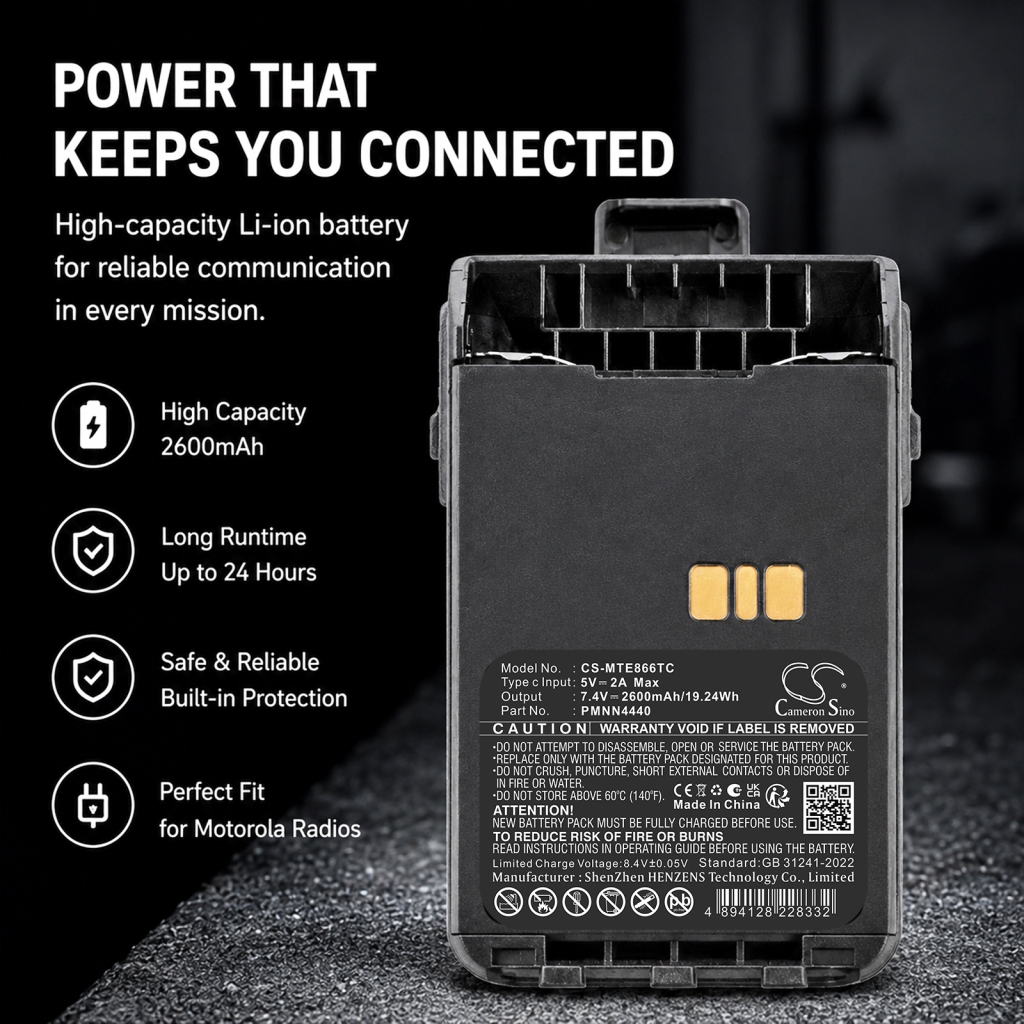 Battery compatible with Motorola CS-MTE866TC
